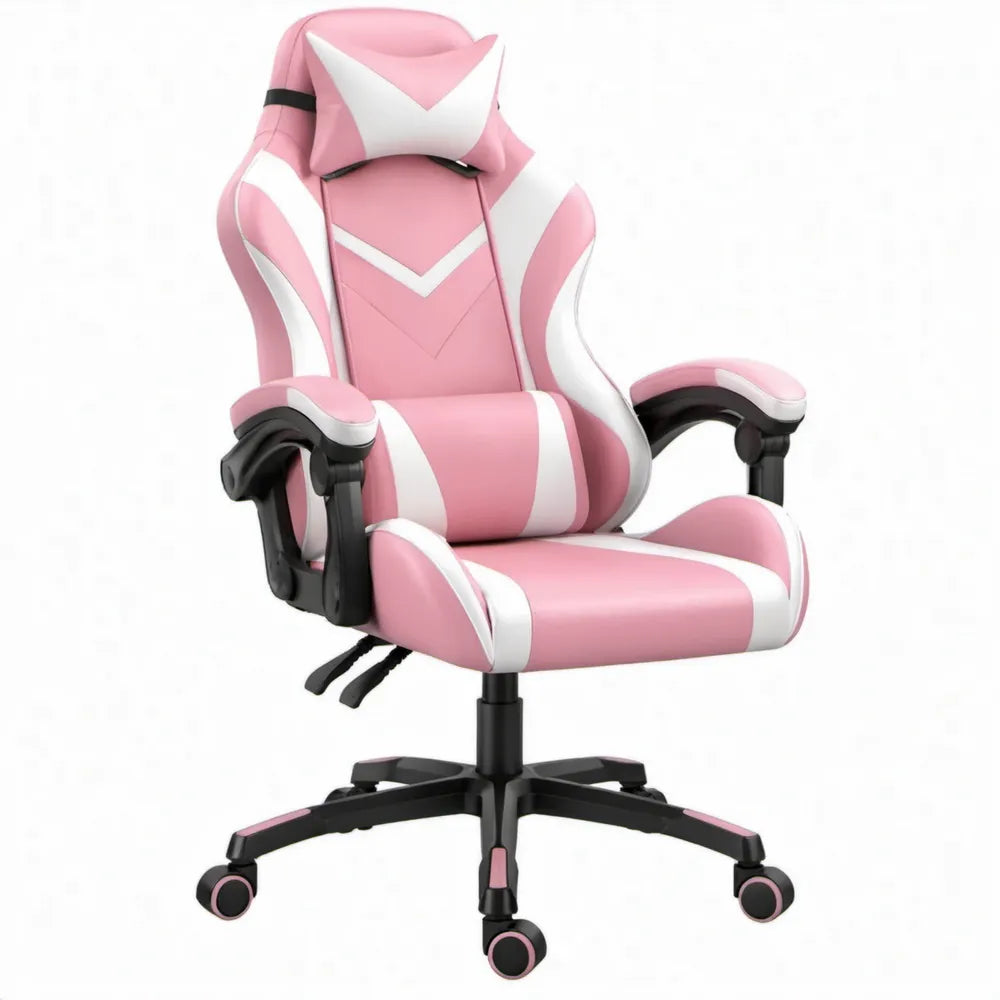 Verstelbare stoel met hoge rugleuning, roze/wit/zwart, 68 x 70 x 125-135 cm