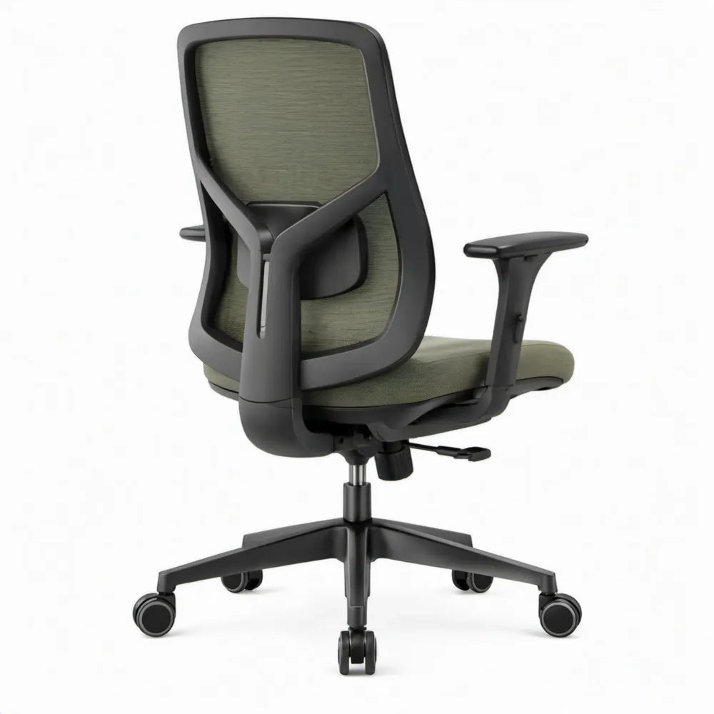 Ergonomische bureaustoel met lendensteun en verstelbare armleuningen, olijfgroen/zwart, 64 x 64 x 112-122 cm