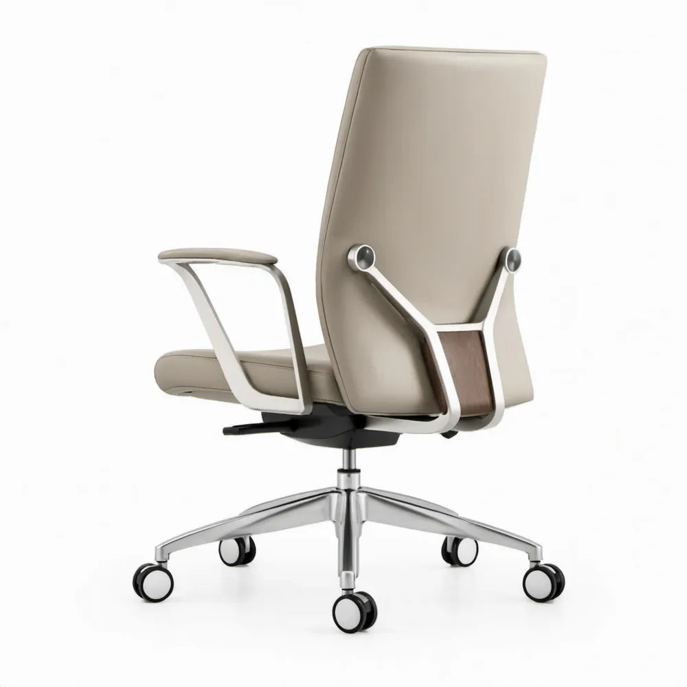 Ergonomische bureaustoel met hoge rugleuning, armleuningen en wielen, 65 x 65 x 112-122 cm, taupe