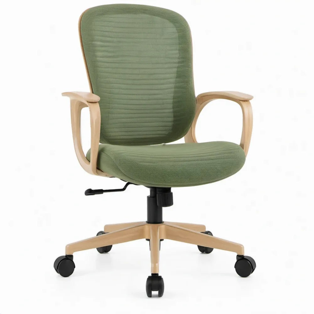 Ergonomische bureaustoel met armleuningen, groen/naturel/zwart, 60 x 60 x 95-105 cm