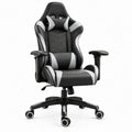 Verstelbare gamingstoel van PU-kunstleer, zwart/wit, 66 x 66 x 118-128 cm
