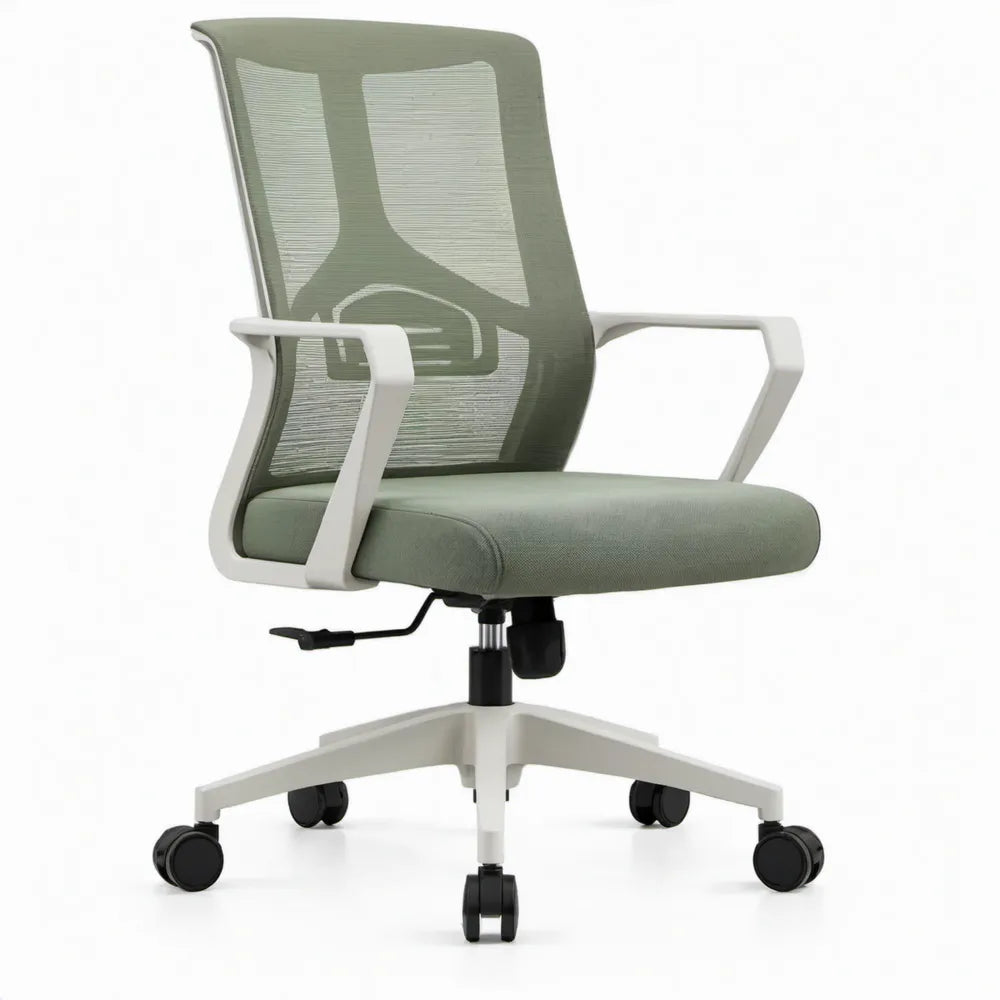Ergonomische bureaustoel met hoge rugleuning en lendensteun, 60 x 60 x 112-122 cm, groen/wit/zwart