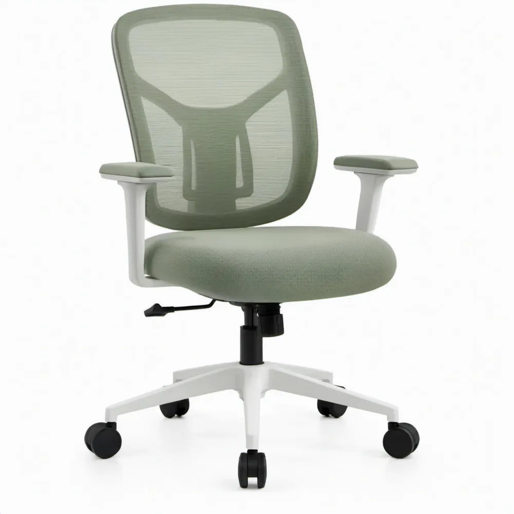Ergonomische bureaustoel met verstelbare zithoogte, 60 x 60 x 96-106 cm, grijsgroen/wit/zwart