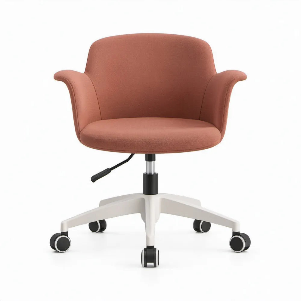 Roze Bureaustoel met Armleuningen en Wielen, 64 x 64 x 82-92 cm