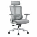Ergonomische bureaustoel met hoofdsteun en lendensteun, grijs/wit/zwart, 64 x 64 x 116-126 cm