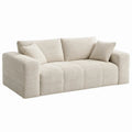 Crèmekleurige 3-zitsbank met bouclé polyester bekleding, 230 x 100 x 75 cm