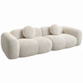 Ivoorkleurige 3-zitsbank in organische vorm, 300 x 105 x 72 cm, polyester bouclé
