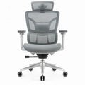 Ergonomische grijze bureaustoel met hoofdsteun en verstelbare armleuningen, 66 x 66 x 116-126 cm