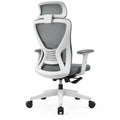 Ergonomische bureaustoel met hoofdsteun, grijs/wit/zwart, 66 x 66 x 118-128 cm