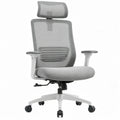 Ergonomische bureaustoel met hoofdsteun, grijs/wit/zwart, 66 x 66 x 118-128 cm